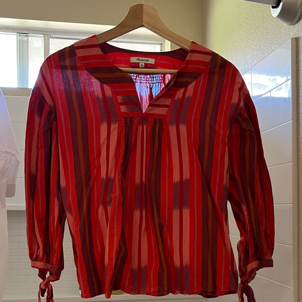 Madewell Ikat Peasant Popover Top